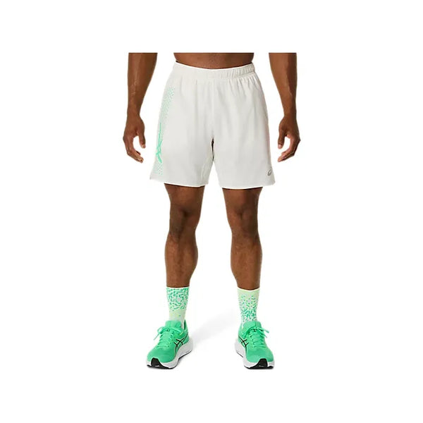 Asics Icon 7inch Shorts - Cream/Vital Green