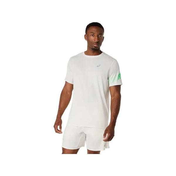 Asics Icon Short Sleeve Top - Cream/Vital Green