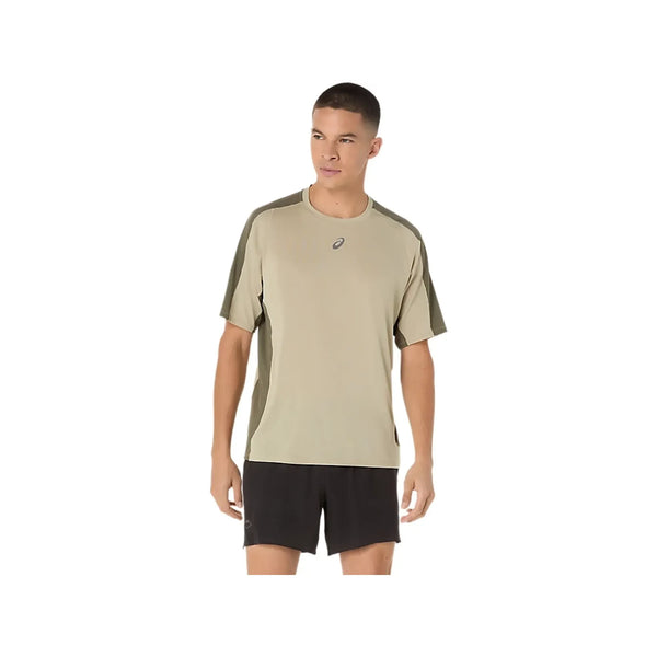 Asics Fujitrail Elite Short Sleeve Top - Khaki/Mantle Green